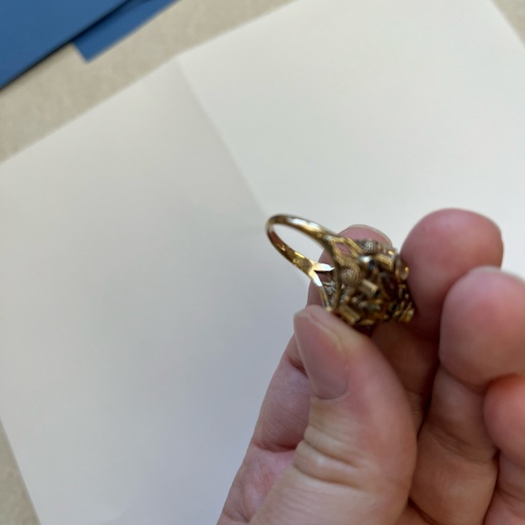 18K yellow gold multi gemstone Thai princess harem antique dome ring size 7. - Picture 14 of 16